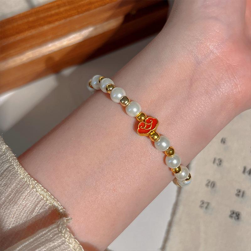 Bracelet Perle Irregulière Forme Spéciale Française Bracelet Femmes Niche Luxe Léger Exquis Doré Demi-Bracelet Bracelet Accessoires
