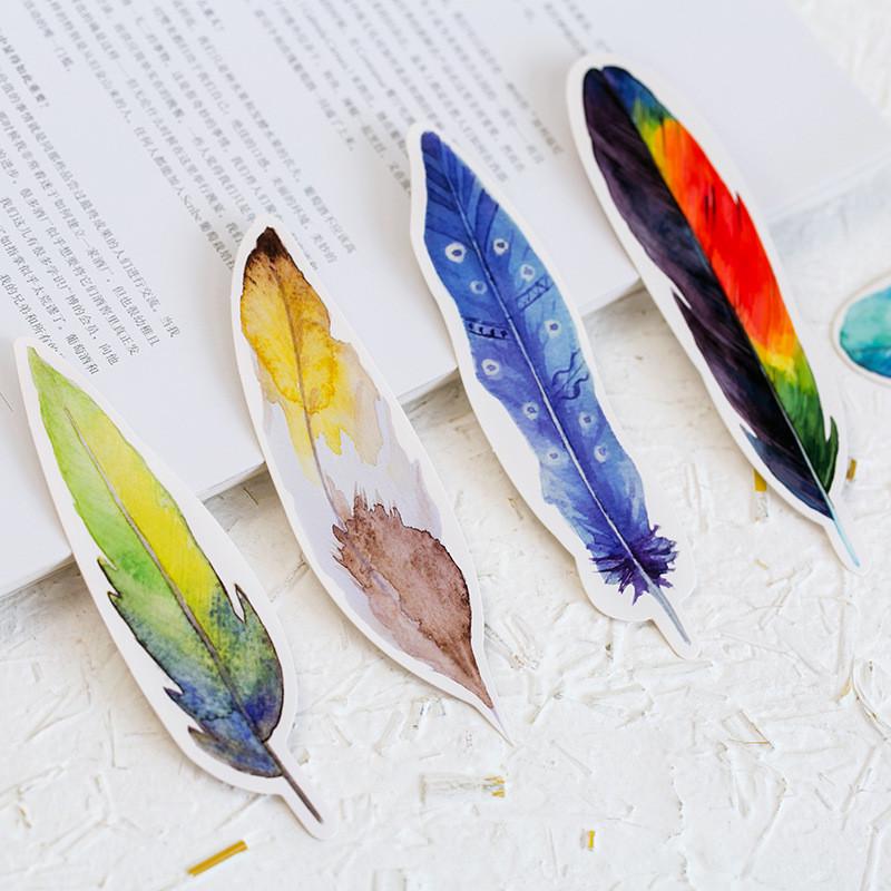 30pcs Beautiful Kawaii Cute Cartoon Read Realistic Feathers Office School Bookmarks Gift Stationery