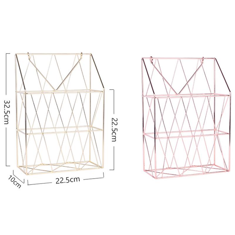 Storage Basket Nordic Metal Net Storage Basket Wall Hanging Portable Multifunction Rose Gold Storage Basket Desk Magazine Organi