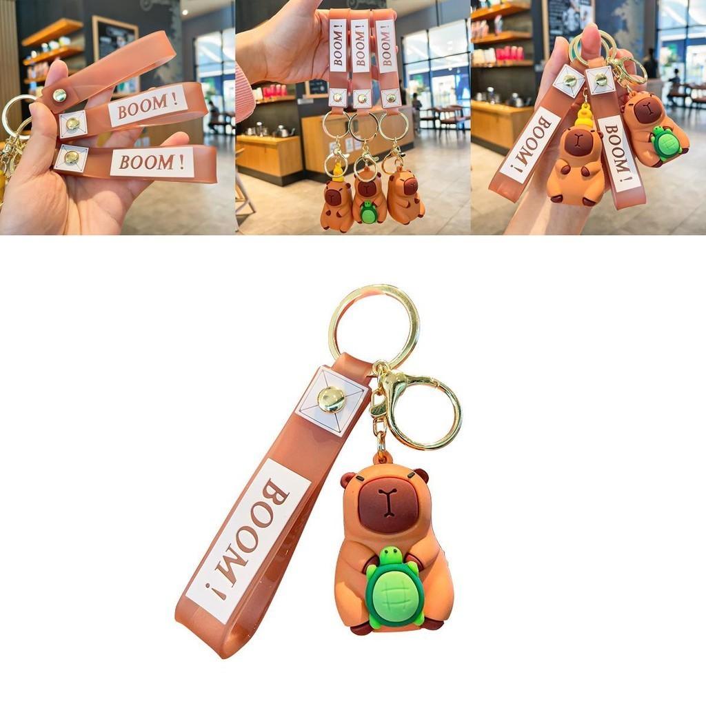 Schattige siliconen sleutelhanger met cartoonfiguren: zachte schildpad en eend, perfect cadeau-idee.