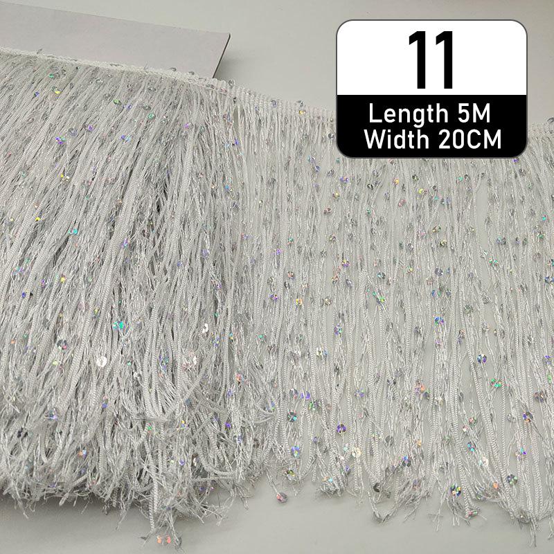 5 Meter Polyester Sequins Tassel Fringe 20cm Lace Trim Ribbon Sew Latin Dress Stage Garment Curtain Diy Accessorie