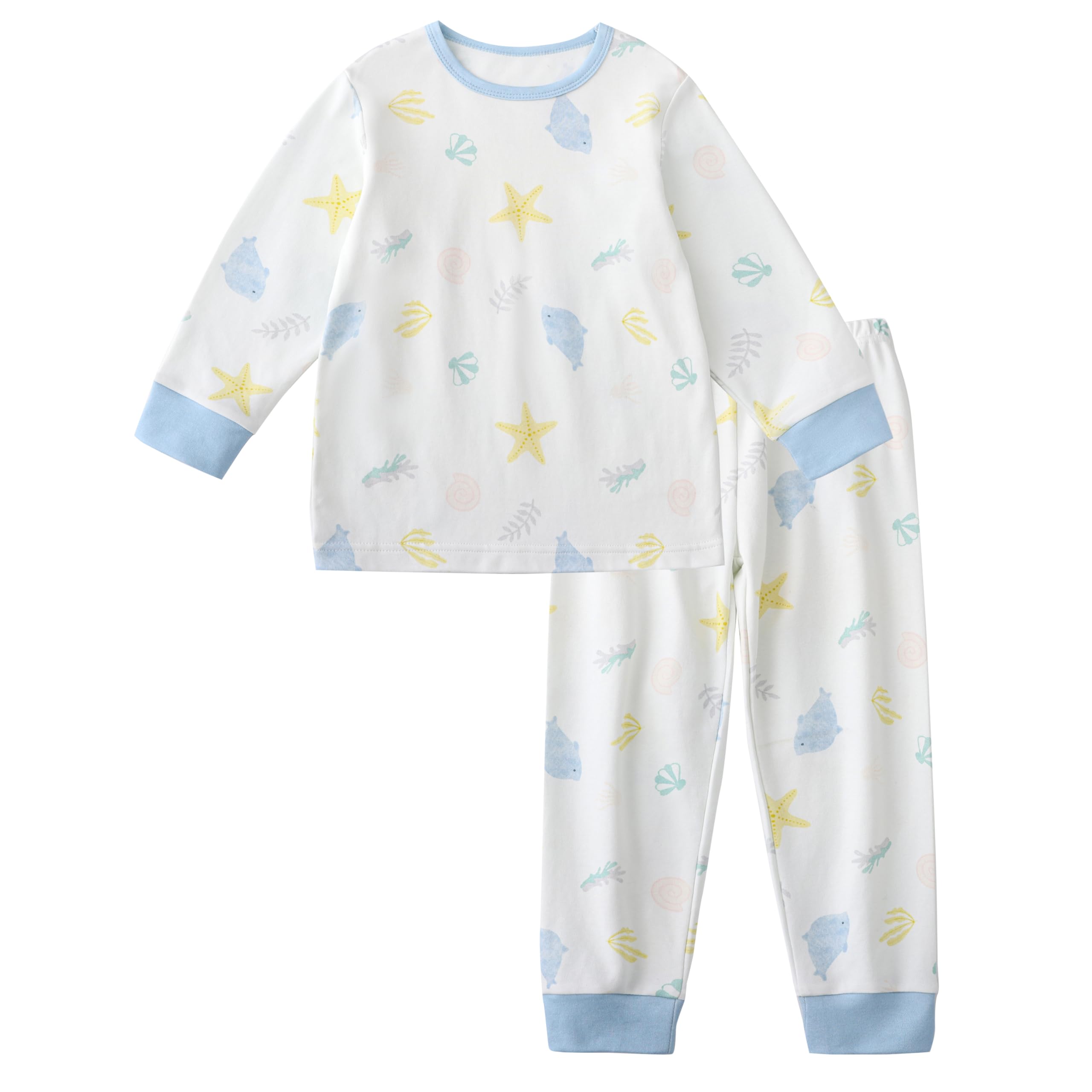 

WEAR SHOW Комплект пижамы с длинным рукавом для мальчиков и 11 малышей Идеально подходит для детского сада и начальной школы Морские детские девочки, Узоры, 40 штук 100%