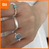 925 Sterling Silver Rings For Women Blue Stone Narrow Simple Minimalist Open Adjustable Finger Rings Fashion Band Female Bijoux