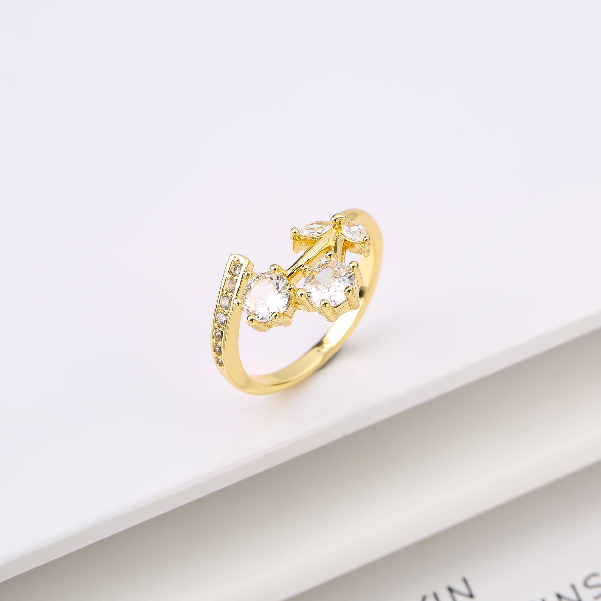 

Sweet And Lovely Fruit Cherry Crystal Zirconia Opening Adjustable Ring Simple For Woman Girl Daily Party New Fashion Zircon resizable