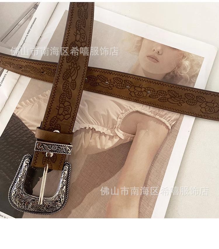 

Британский ретро-пояс для женщин с принтом лепестков, широкий пояс с пуговицей и резной декоративной головкой 105cm коричневый