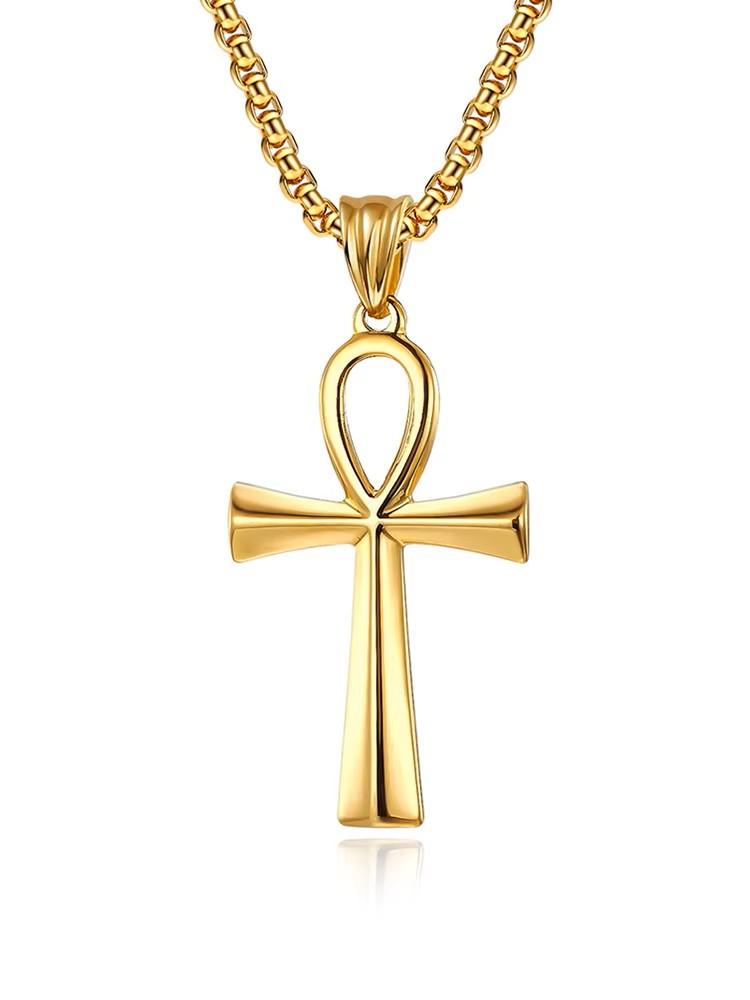Necklace Vintage Pendant Amulet Talisman Ankh Cross Men Women Stainless Steel Egypt Egyptian Key Life Religious Jewelry Gift