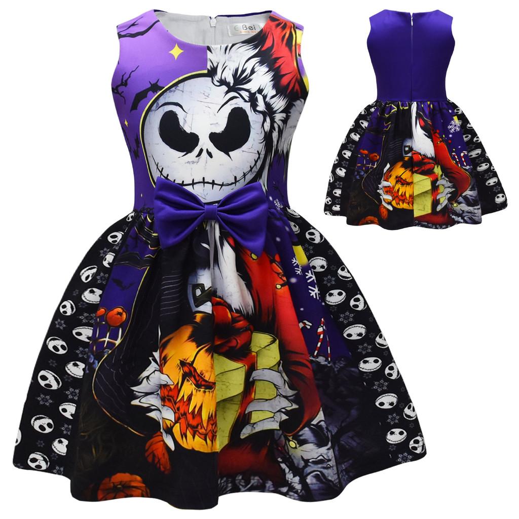Sally Face Girls Sleeveless Dress With Pleated Design And Cartoon Pattern For Holiday Celebrations