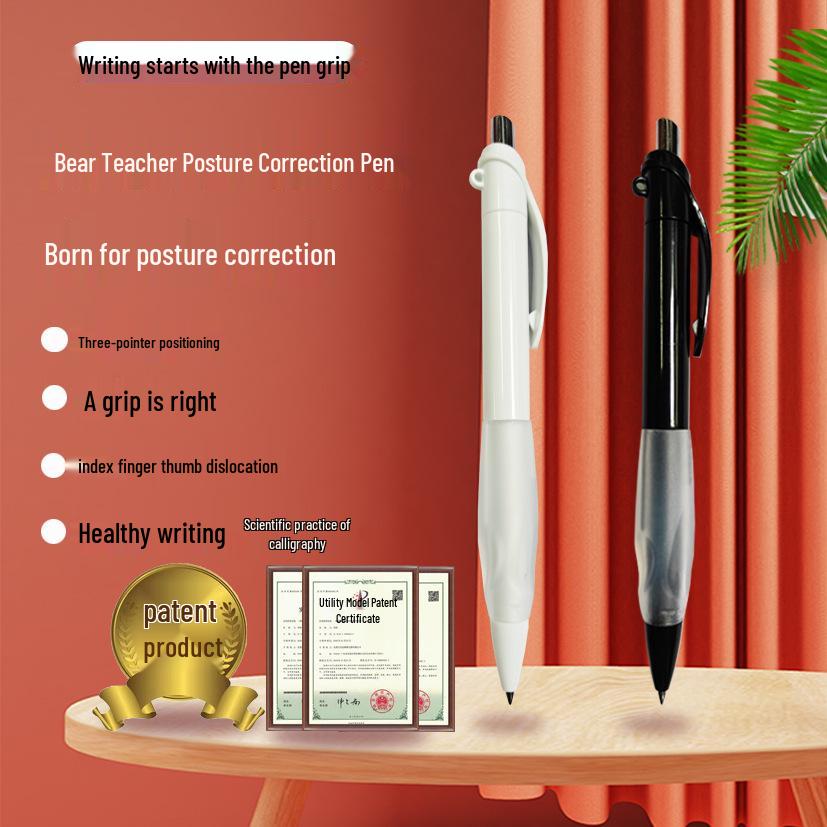 Stylo Professionnel de Correction de Posture Bear Teacher pour Étudiants - Outil Universel pour Améliorer la Posture de Prise du Stylo