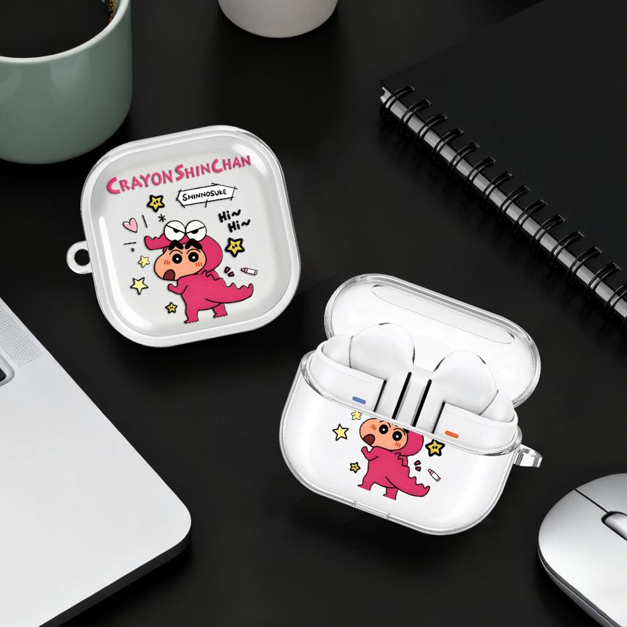 Case For Samsung Galaxy Buds 4 Pro Live 2 2Pro 4Pro 3 FE 3Pro Clear Earphone Cases Cover With Hook Cute Crayon Shin Chan