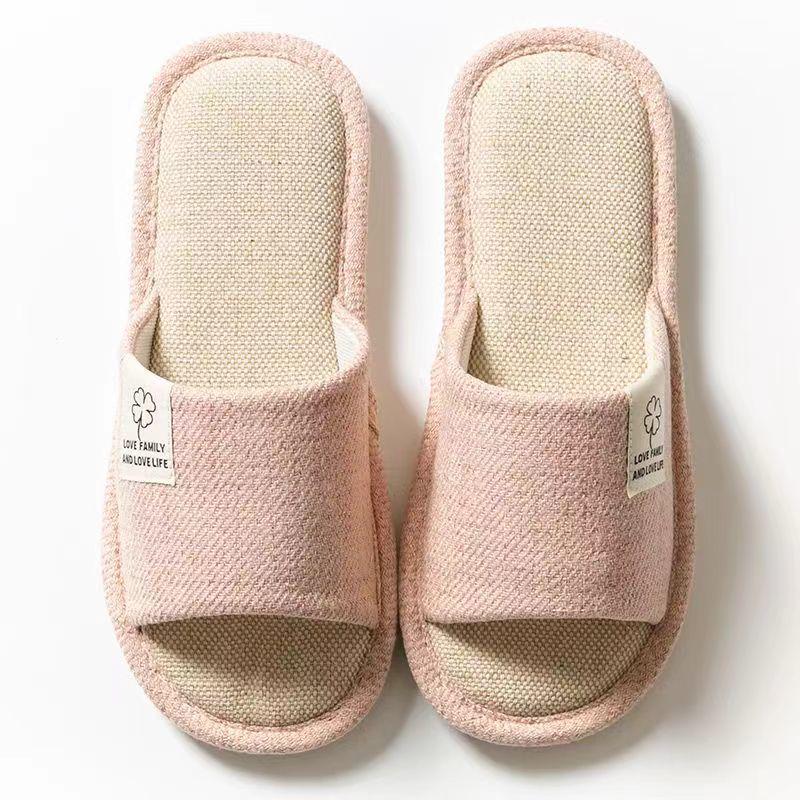 Unisex Cotton Linen Indoor Slippers - Non-Slip, All-Season Comfort for Couples