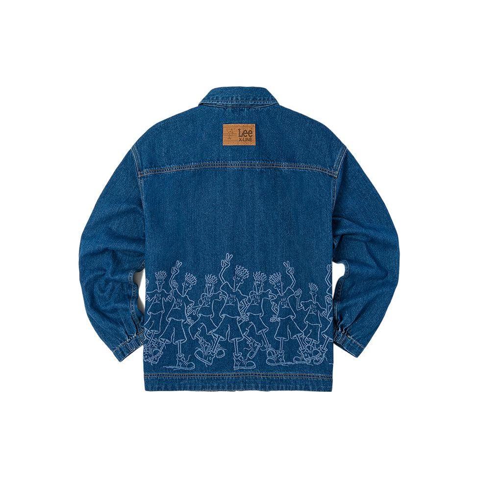Lee X 7Up Collaboration Cartoon Pattern Printed Single-Breasted Loose Denim Jacket Men Jackets Light-Blue LMT004070100318A02564