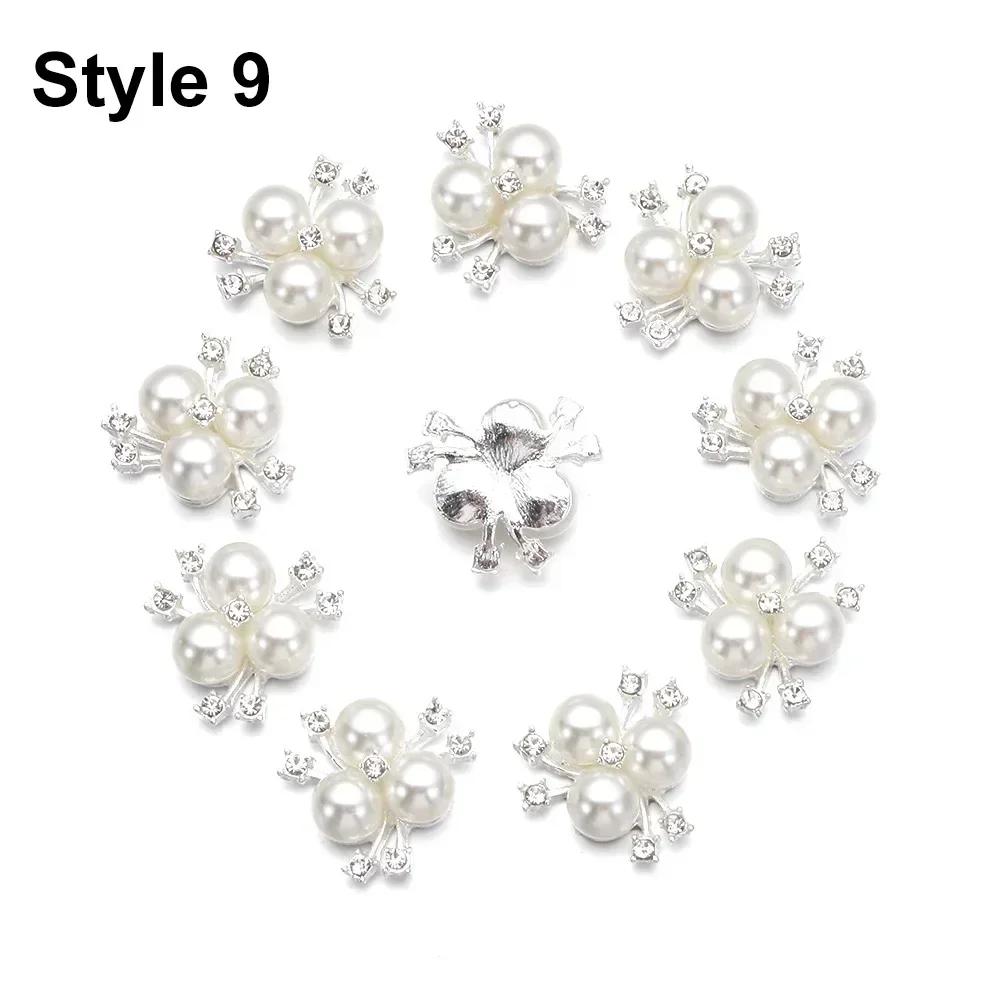 Boutons Strass Fleur 25 mm Bouton Perle Vêtements DIY Alliage Diamant Cryustal Accessoires Noeud Vêtement Décoratif Couture