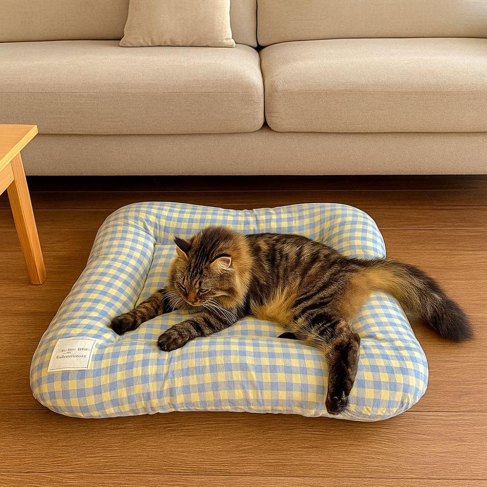 Macaron Plaid Dog Cushion Non-slip Pet Mattresses Breathable Cat Mat for Cats and Dogs