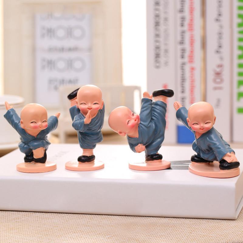 New 4pcs/set Monk Figurines Car Decoration Crafts,Car Ornament Buddha Boy Accessories Home Decor Kungfu Monks Figure