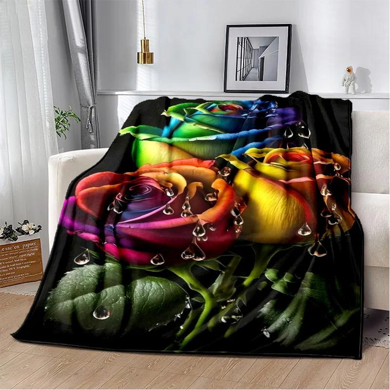 Nordic Love Rose Flowers Daisy Blanket,Soft Throw Blanket for Home Bedroom Bed Sofa Picnic Travel Office Rest Cover Blanket Kids