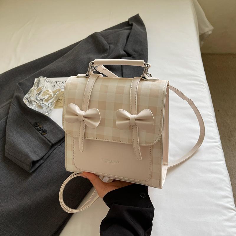 Schoolbag Korean version bow backpack bag women's new foreign style college style girl backpack texture crossbody shoulder bag women