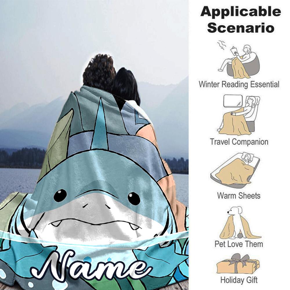 Customiz Name Personality Jeff the Land Shark Blanket Soft &Warm Sofa Office Bed Travel Lunch Break Blanket, Gift Suitable All Seasons
