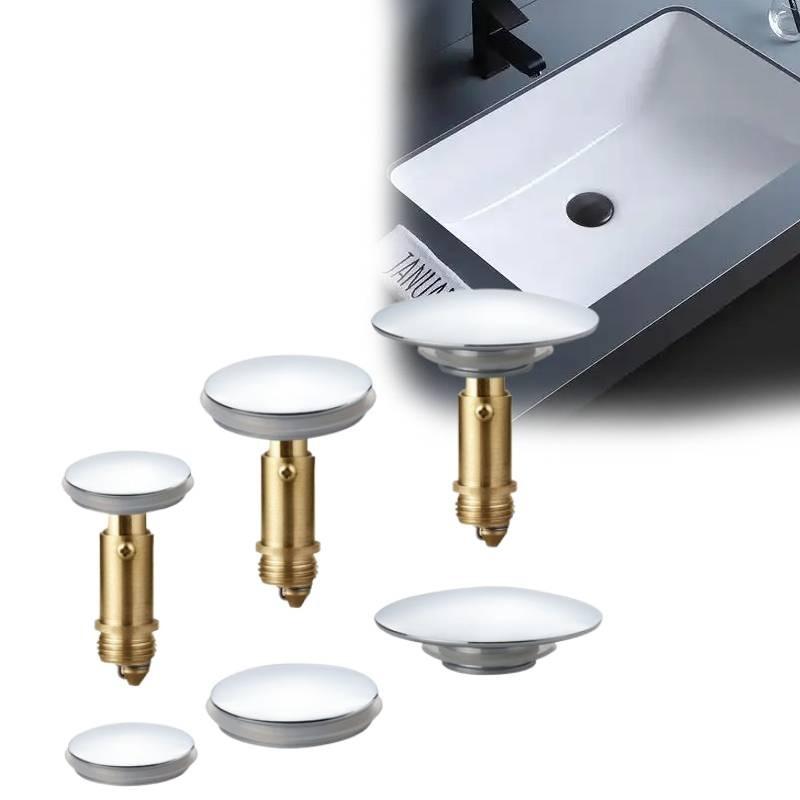 Durable All Copper Sink Stopper Set Featuring Large And Small Push Button Caps