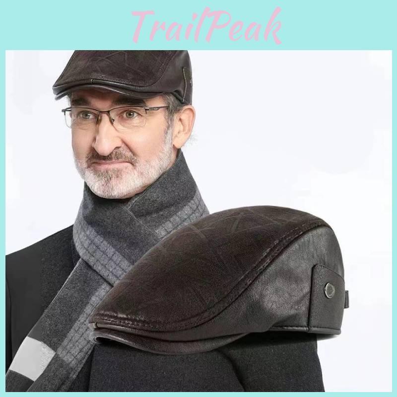 Men Beret Hats Ear Protection Cap Warm Winter Protection Leather Gifts Caps