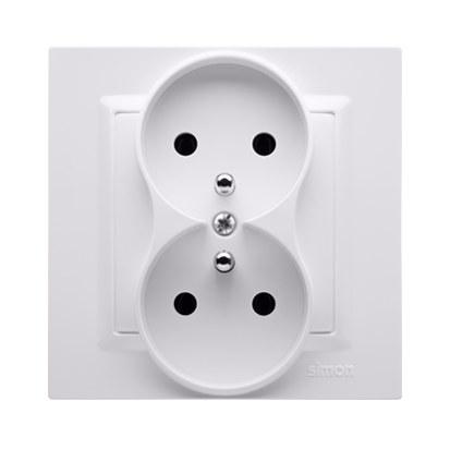 Double Socket Outlet with Grounding MONOBLOCK (module) 16A, 250V~, Terminals