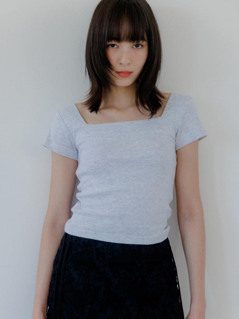 EIGHT DAYS A WEEK Square Neck Slim T-Shirt Melange Ad512