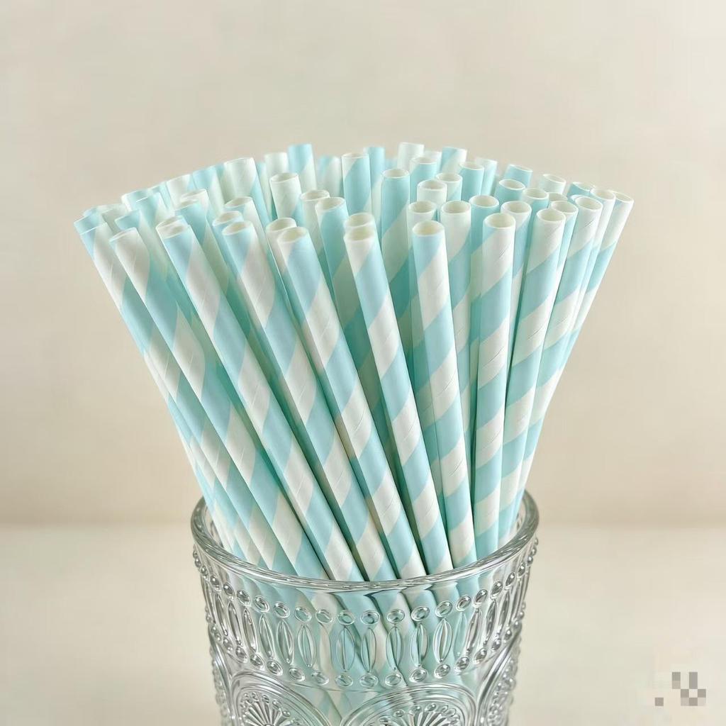Individually Wrapped Biodegradable Striped Paper Straws