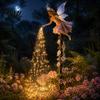 Automatic Dusk to Dawn Lights Fairy Sprinkling Magic Dust Solar Garden Light, Outdoor Front Yard Weather Resistant Decor Statue with LED Light String,