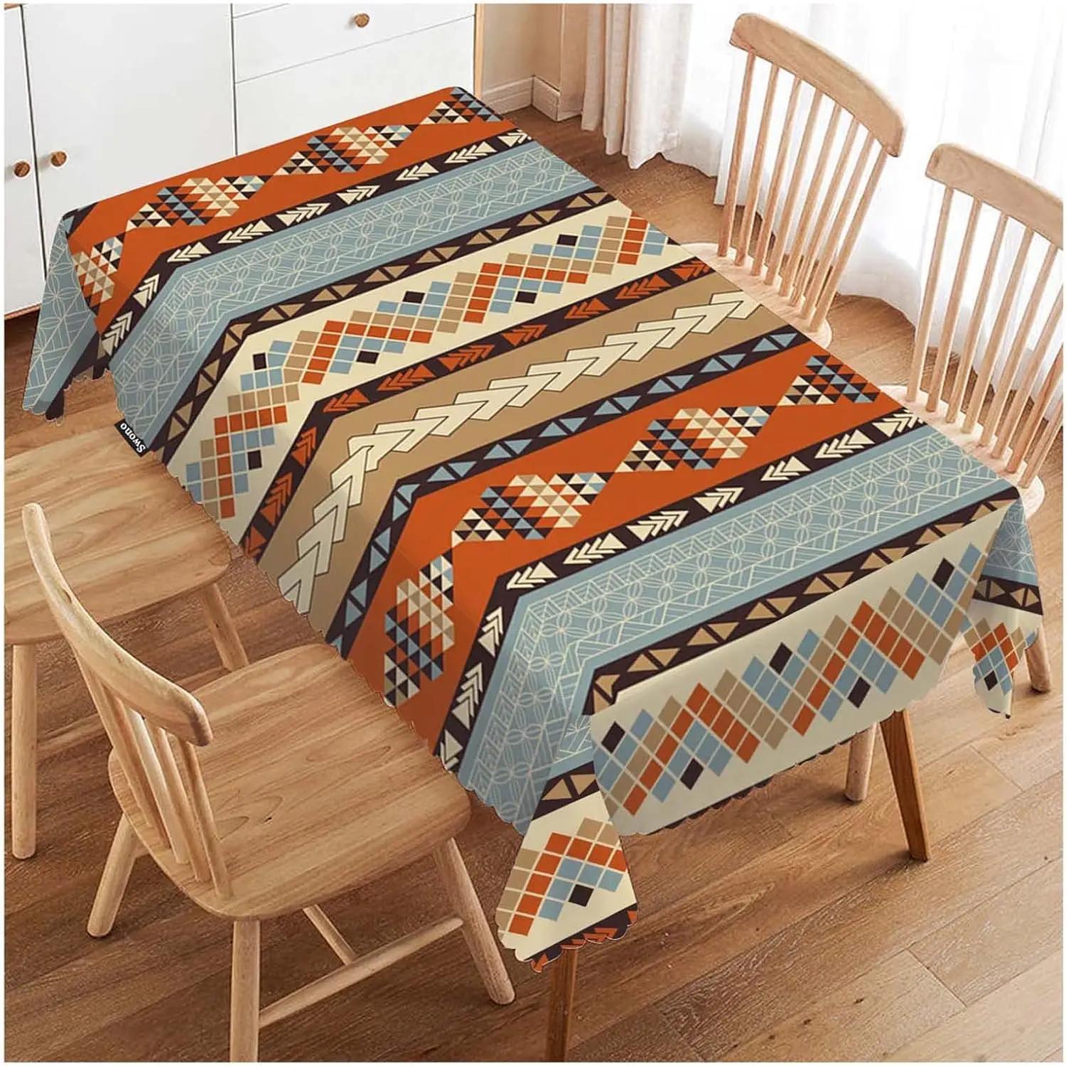Afrikaanse Stammen Etnische Stijl Rechthoekige Tafelkleed Feestdecoratie Herbruikbare Geometrische Print Tafelhoes Keukentafel Decor 100x160cm