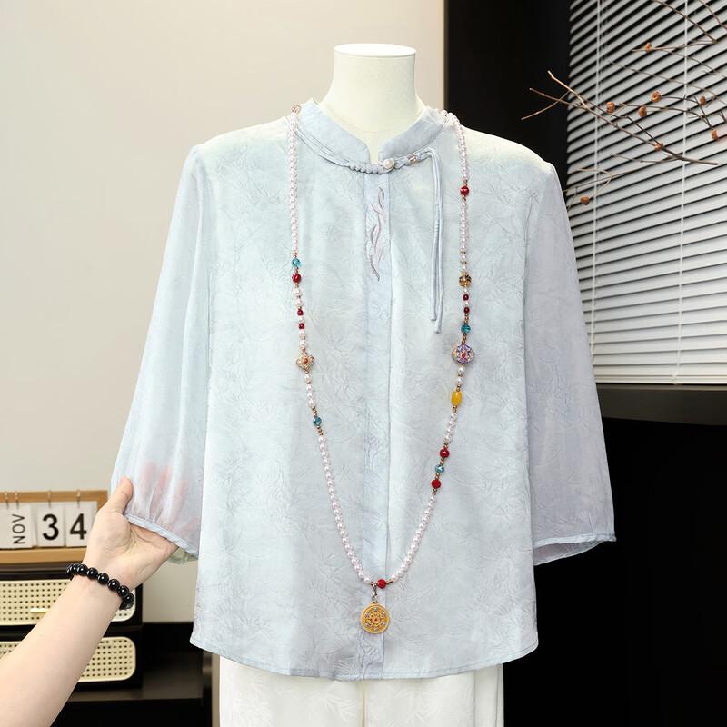 Женская новая блузка из шифона с узором в китайском стиле 2XL