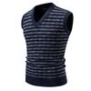 Men's Sleeveless Sweater Striped Wool Vest Vest V-neck Pullover Autumn and Winter New Knitted Sweater