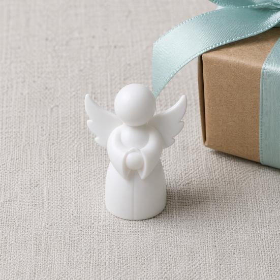 Yousheng 3D Printed Angel Figurine, Little White Guardian Angel Statue, Healing Winged Angel Figure for Home Desktop Shelf
