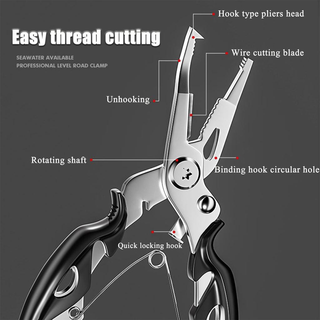 Multifunktions-Fischzange Hakenentferner Sprengringe Angelzubehör, Edelstahl Schnurschneider