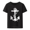 RocknRoll Tee with Anchor Motif In Black White ROCK ABILLY Loose Breathable Graphic T Shirts Tops Hiphop Fashion Streetwear