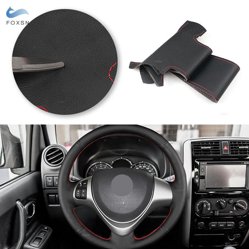 For Suzuki Jimny 2015 2016 2017 2018 Car Accessories Microfiber Perforated Leather Steering Wheel Cover Trim