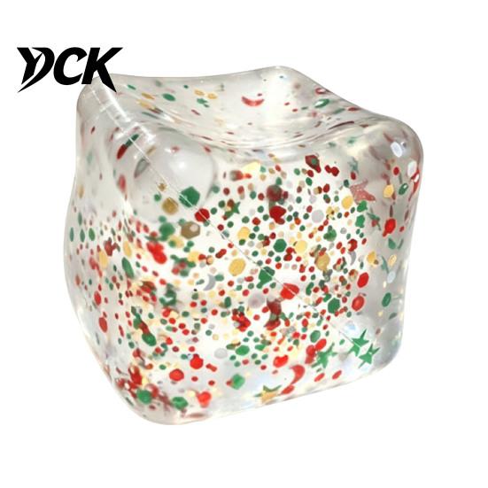 Anxiety Relief Gadget Christmas Ice Cube Squeeze Toy, Confetti Filled Stress Squeezing Cubes Slow Rebound Clear for Reduction Sequined Toy