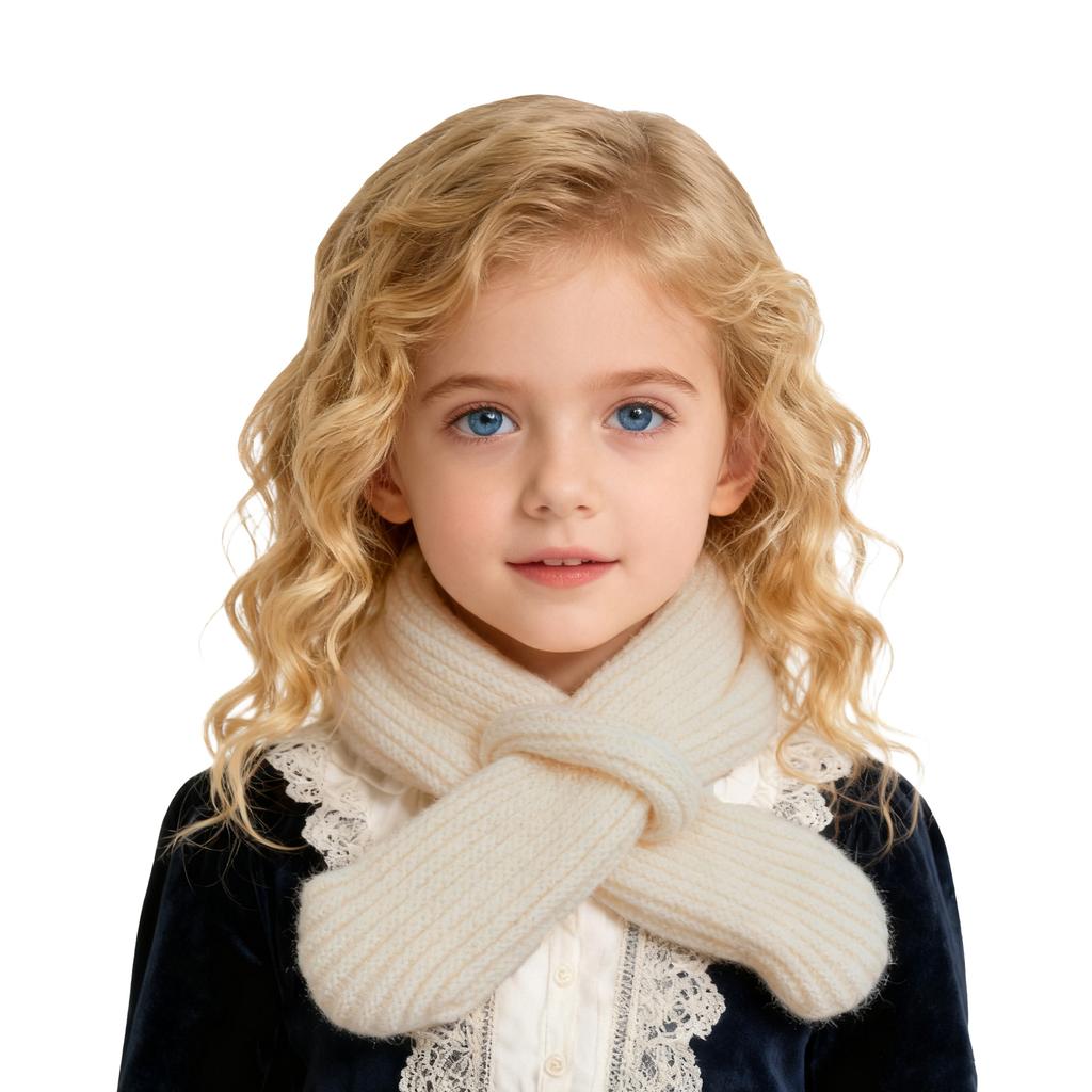 Children Cross Knit Scarf, Soft Solid Color Kids Winter Neck Warmer, Toddler Neck Collar Scarf