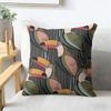 Black Toucan Pattern Art Cushion Cover Natural Linen Organic Fabric Double-Sided Printing Breathable Perfect For Home Decor