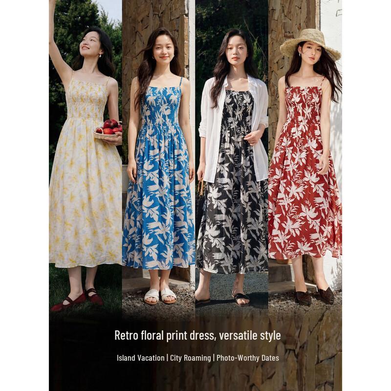 INMAN Women's Floral Print Beach Resort Camisole Dress