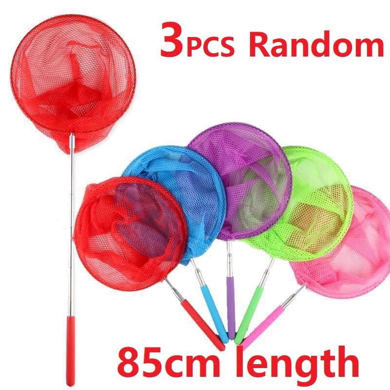 Children'S Outdoor Entertainment Toy 3Pcs Multi Stainless Steel Telescopic Fishing Net Insect Net Fishing Pocket Beach Fun Toy