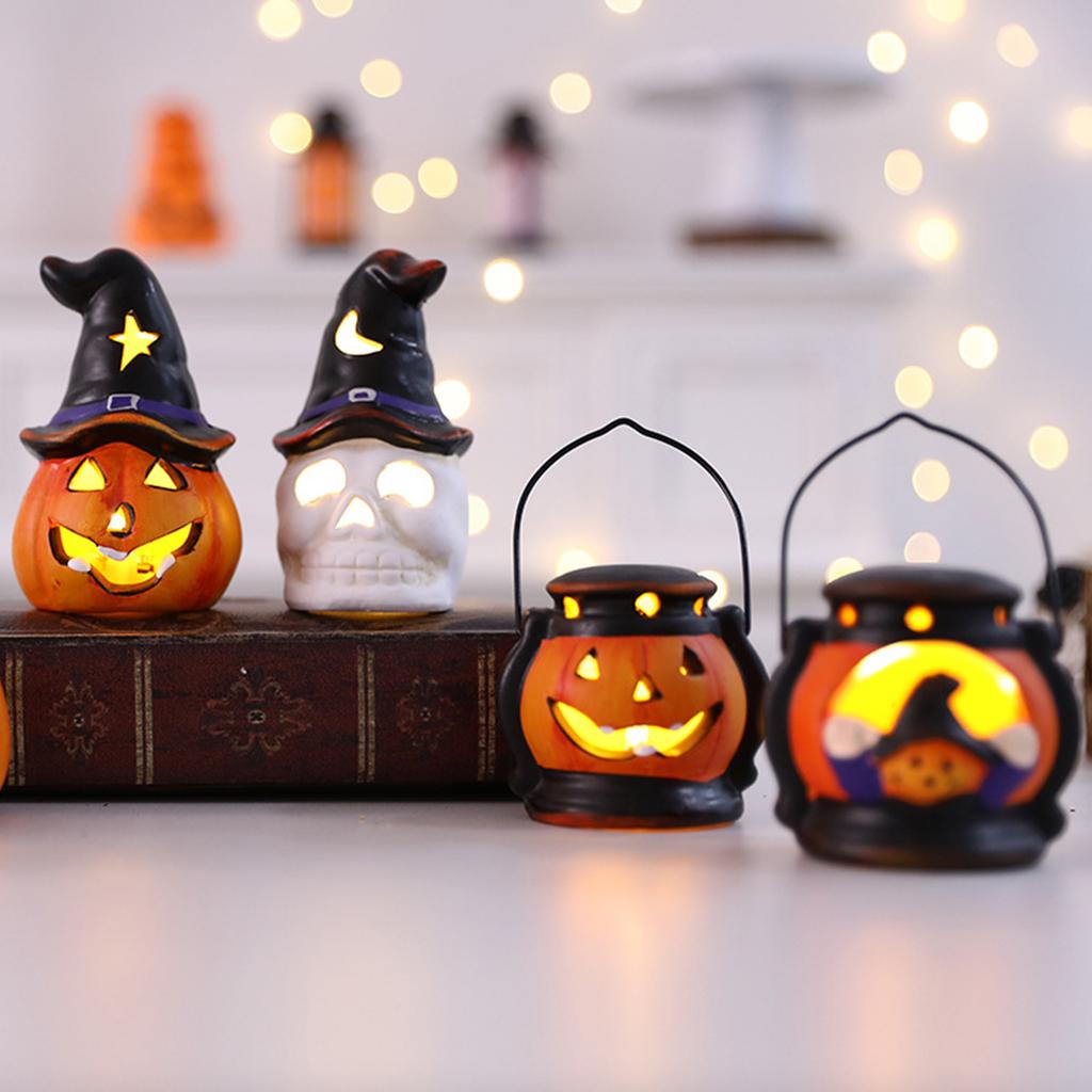 Hollowed Ceramic Pumpkins Light Halloween Pumpkins Night Lamp Desk Decoration For Indoor and Outdoor Party Decorations