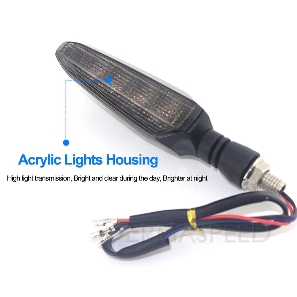 Pair Motorcycle LED Turn Signals ABS Plastic Amber Flashing Off Road Warning Lamp DRL Indicator Blinker for Motorbike