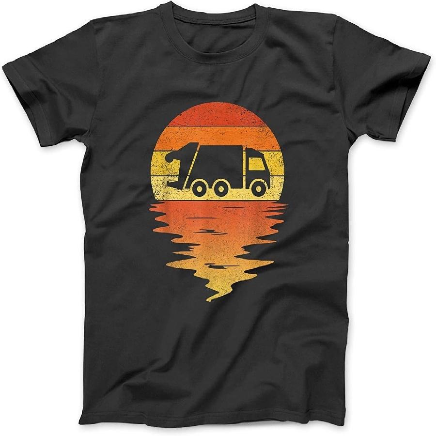 Garbage Truck Shirt Retro Sunset 70s Vintage Garbage Truck T-Shirt TRU Mens Womens Sweatshirt Hoodie Longsleeve Black S