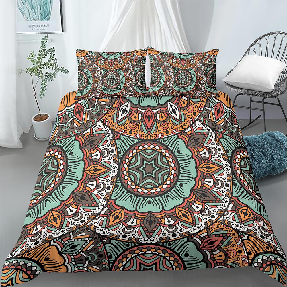 Luxury Boho Style Duvet Cover Geometric Print Bedding Set Quilt Cover with Zipper Closure King Queen Polyester Comforter Cover