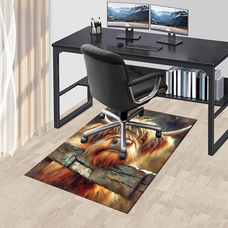 

Highland Cow Chair Mat: Office Carpet, Oversized Rug for Home Decor, Sofa Mat, Desk Pad Gift Suitable for Bedroom, Living Room, Any Room 60cm by 90cm