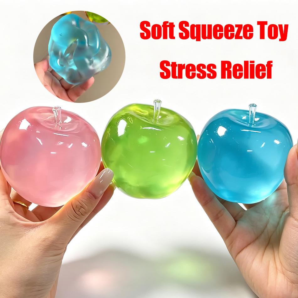 Mela Stampabile Sfera Antistress Olio di Cocco Morbida Trasparente Mela Non Rimbalzante Sfera da Spremere Giocattolo Sensoriale Asmr Giocattolo