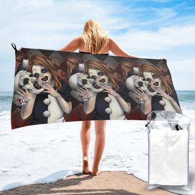 Terrifier 2-The Little Pale Girl And The Clown Beach Towel Soft Microfiber Quick Dry Absorbent Quick Towels For Pool
