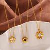 Trendy Retro Round Brand Engraved Rose Pendant Necklace Fashionable Simple Versatile High-End Necklace
