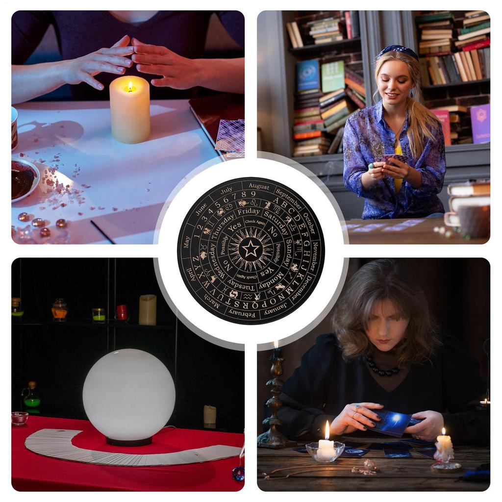 Divination Board Wooden Dowsing Divination Board Moon Star Divination Energy Carven Plate Healing Meditation Board Witch Altar