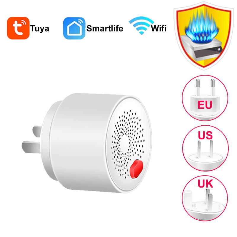 Tuya Smart Home Wifi Natural Gas Sensor Combustible Coal Gas LPG Gas Leakage Alarm Detector Fire Security Protection Smart Life UK plug