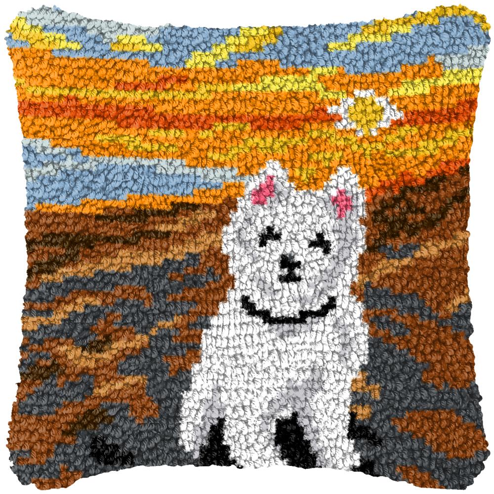 Animal Cat Dog Latch Hook Cushion Kits Pillow Case Crochet Crafts Yarn For Love &Heart Embroidery Cushion Sofa Bed Cover 
